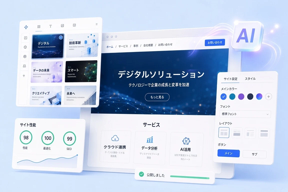 AIで作るウェブサイト。速く、簡単で、パワフル