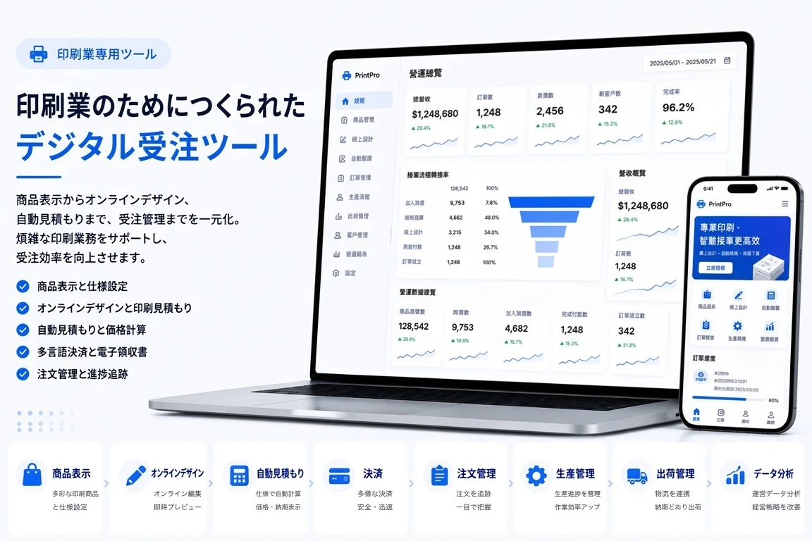 印刷業の自動受注:カスタム印刷を、見積もりから受注までひとつで