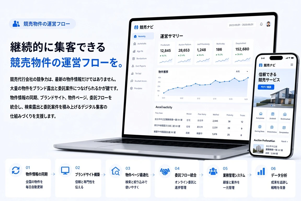 競売業の自動集客:台湾全土5,000件以上の競売情報を、ひとつで同期