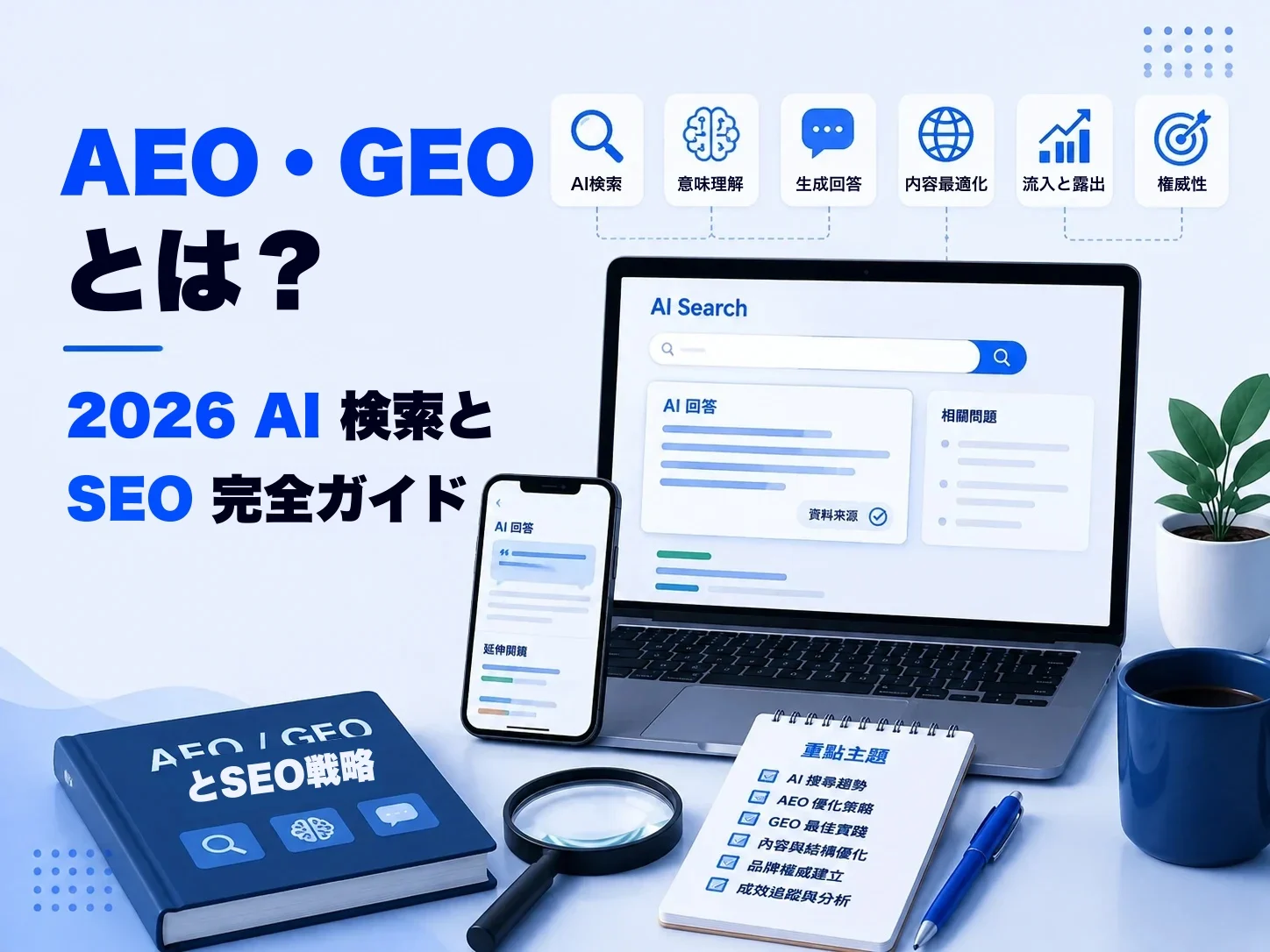 AEO と GEO とは?2026年、企業のためのAI検索とSEO
