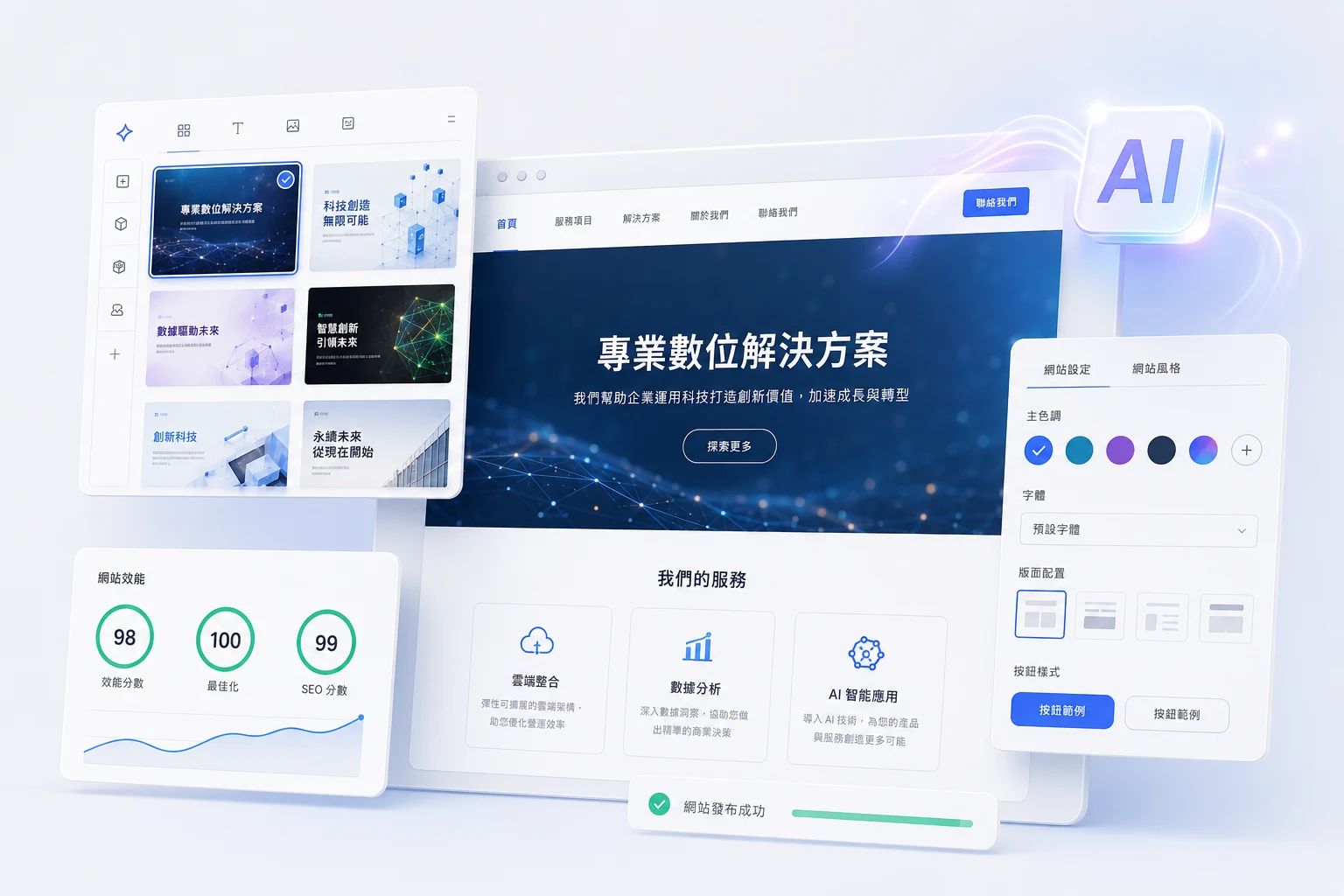 AI 網站架設,快速、簡單又強大